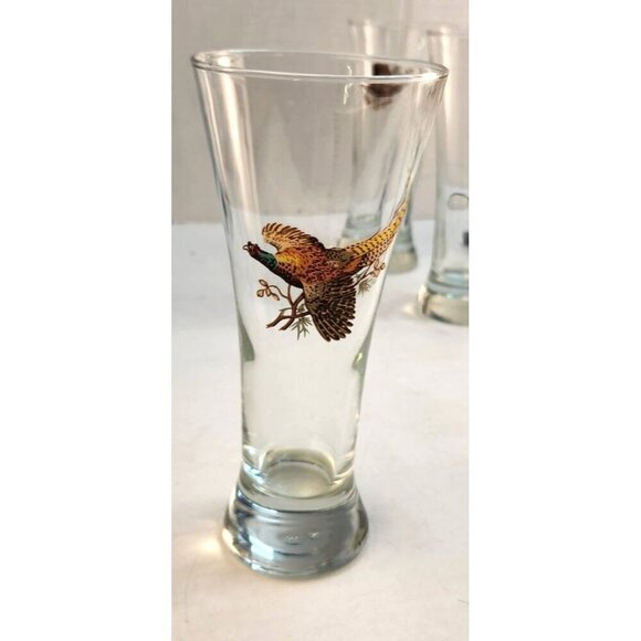 One Vintage Pheasant Design Glass Pilsner Beer Glasses - Picture 2 of 7